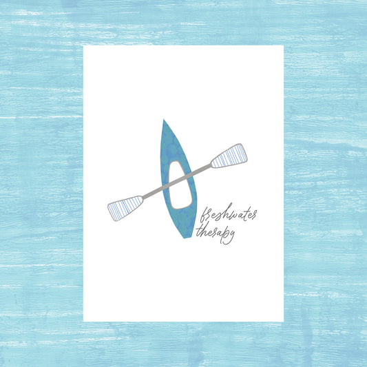 Freshwater Therapy Kayak - Greeting Card
