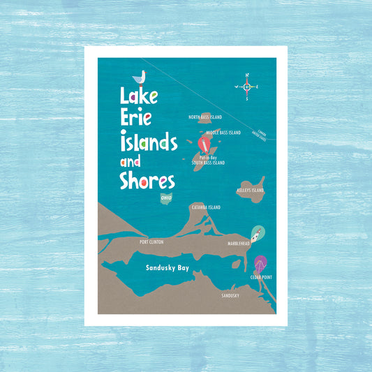 Lake Erie Islands & Shores Map - Greeting Card