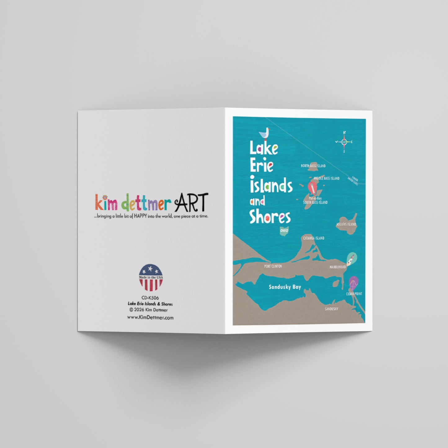 Lake Erie Islands & Shores Map - Greeting Card