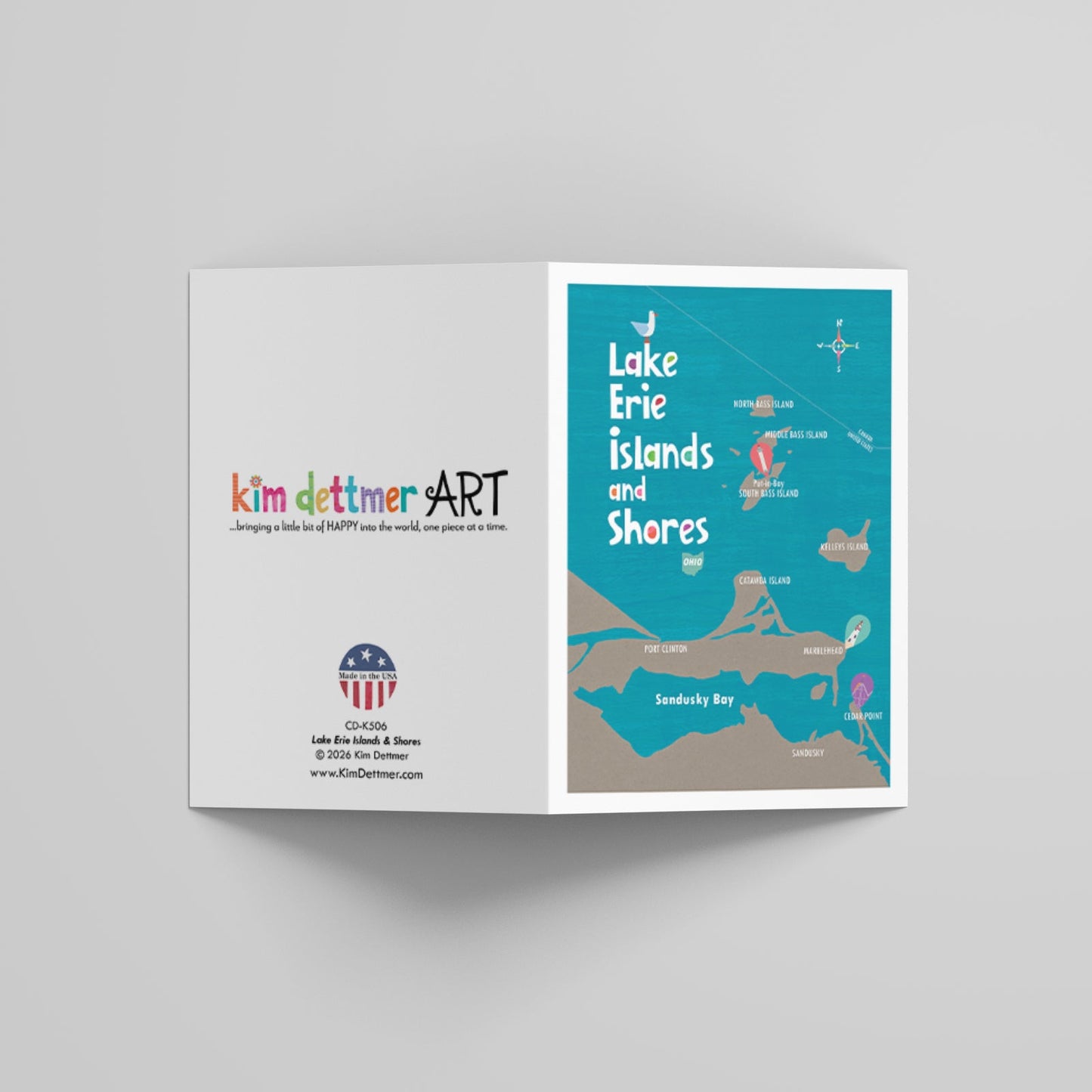 Lake Erie Islands & Shores Map - Greeting Card