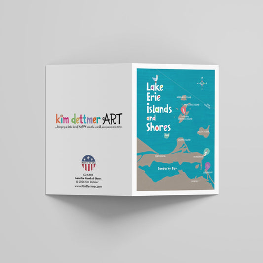 Lake Erie Islands & Shores Map - Greeting Card