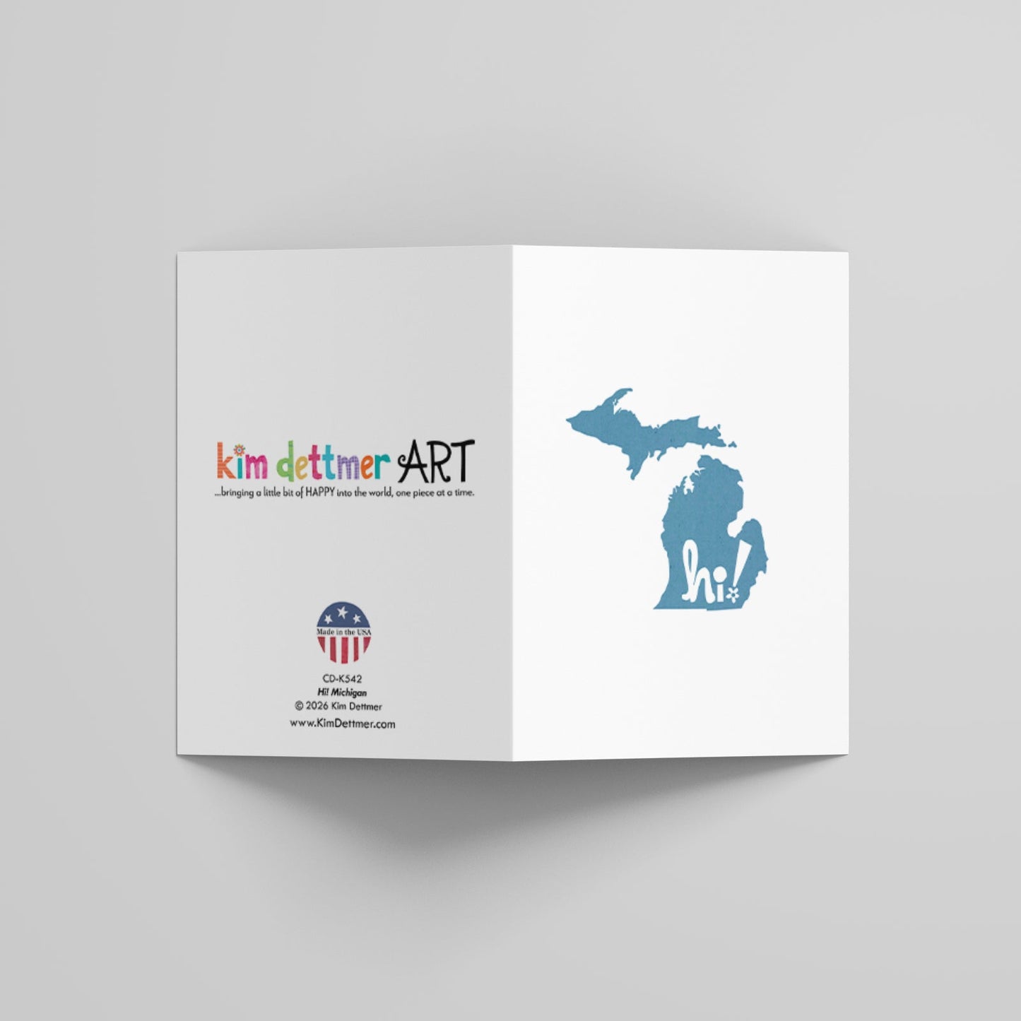 Hi Michigan Greeting Card - Playful State Pride Silhouette