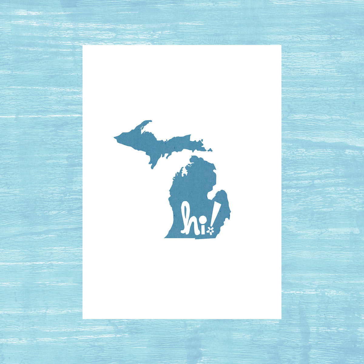 Hi Michigan Greeting Card - Playful State Pride Silhouette