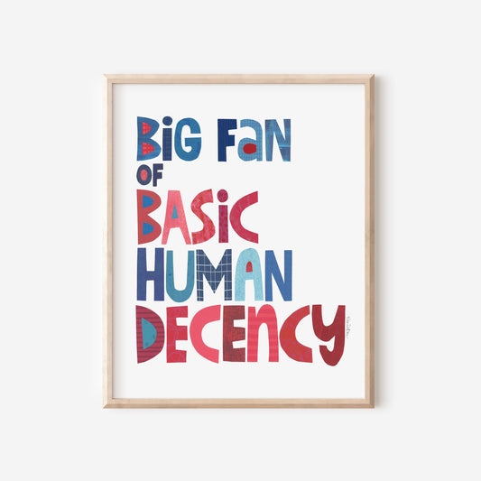 Framed artwork with colorful text on a white background