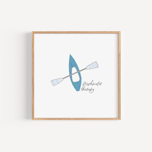 Freshwater Therapy Kayak - 8x8 Art Print