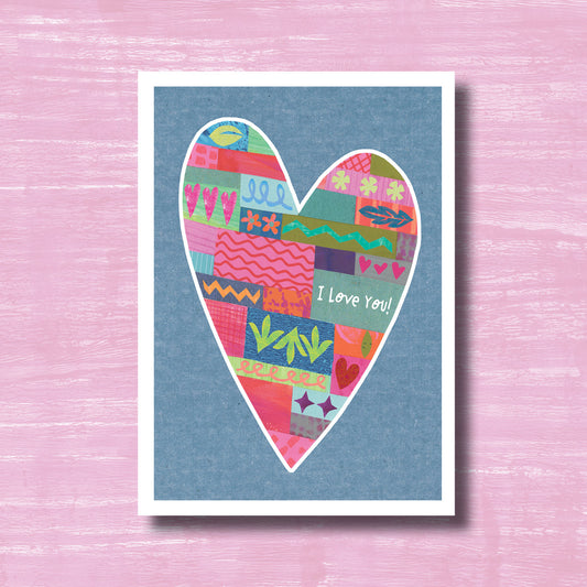 Patchwork Heart Valentine - Greeting Card