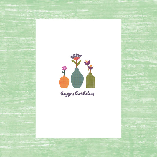 Tres Vase Birthday - Greeting Card